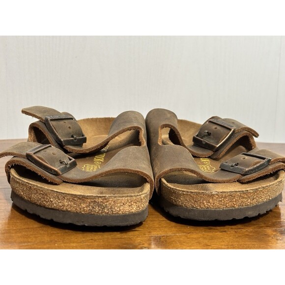 Birkenstock Arizona Sandal Mens Size 43 10 Brown Oiled Leather Slide - Picture 10 of 11